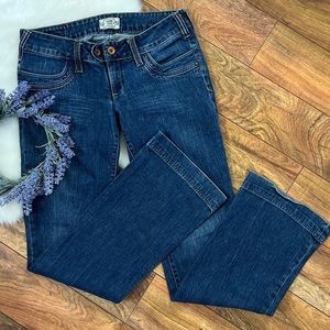 Pull&Bear sicko nineteen denim flare dark wash denim jeans A5-44